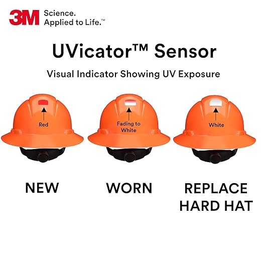3M Hard Hat SecureFit H-806SFV-UV, Orange, Vented Full Brim Style Safety Helmet with Uvicator Sensor, 4-Point Pressure Diffusion Ratchet Suspension, ANSI Z87.1