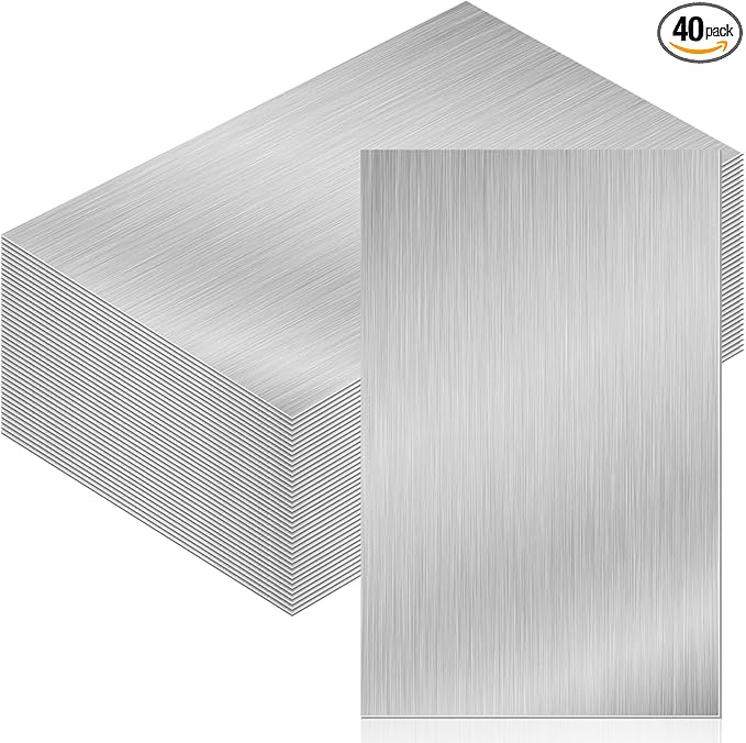 Therwen 40 Pcs 5 x 7 Inch Flashing Aluminum Sheet Roof Flashing Metal Roof for Shed Weatherproofing Areas Around Chimneys or Skylights (Silver)