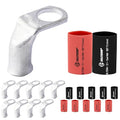 SELTERM 10pcs - 2 AWG 1/4" Stud - 90° Bent Battery Lugs - Ring Terminal Connectors with 12pcs 3:1 Black & Red 5/8" Heat Shrink Tubing - Heavy Duty Battery Cable Ends - Tinned Copper Wire Connector Kit