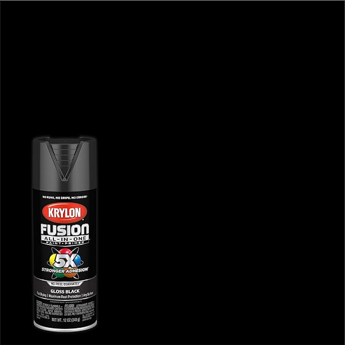 Krylon K02702007 Fusion All-In-One Spray Paint for Indoor/Outdoor Use, Gloss Black, 12 Ounce (Pack of 2)