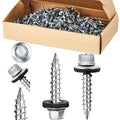 Tandefio Zinc Hex Head Metal Roofing Screws Galvanized Roof Self Starting Tapping Siding Sheet with Rubber Washer Seal for Wood Panels Summer (500 Pcs, #10 x 1)