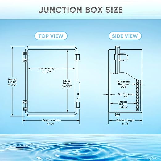 GEVEELIFE Waterproof Junction Box ABS Plastic, Outdoor Electrical Box IP67 Hinged Cover Project Box with Mounting Plate Wall Brackets and 2 Cable Glands, Grey Electrical Enclosure 10.5"x6.5"x5.3"