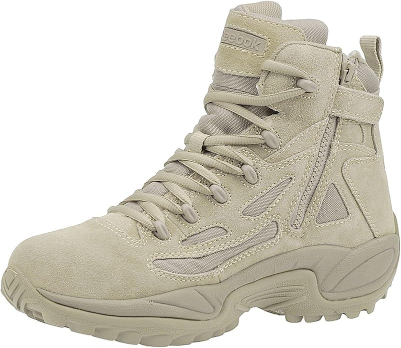 Reebok Men's Rb8694 Rapid Response Rb Composite Toe 6" Tactical Stealth Boot Sidezipper Desert Tan Military & Tactical Boots