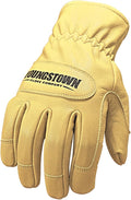 Youngstown Glove Ground Double Layered Leather Work Gloves For Men - Arc Rated, Puncture Resistant - Tan, Large
