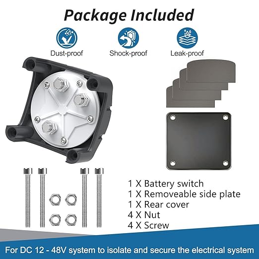 COZYEHOO High Current Battery Disconnect Switch ，12-48V High Current for Car Marine Boat RV Vehicles Automotive Replacement(1-2-Both-Off)
