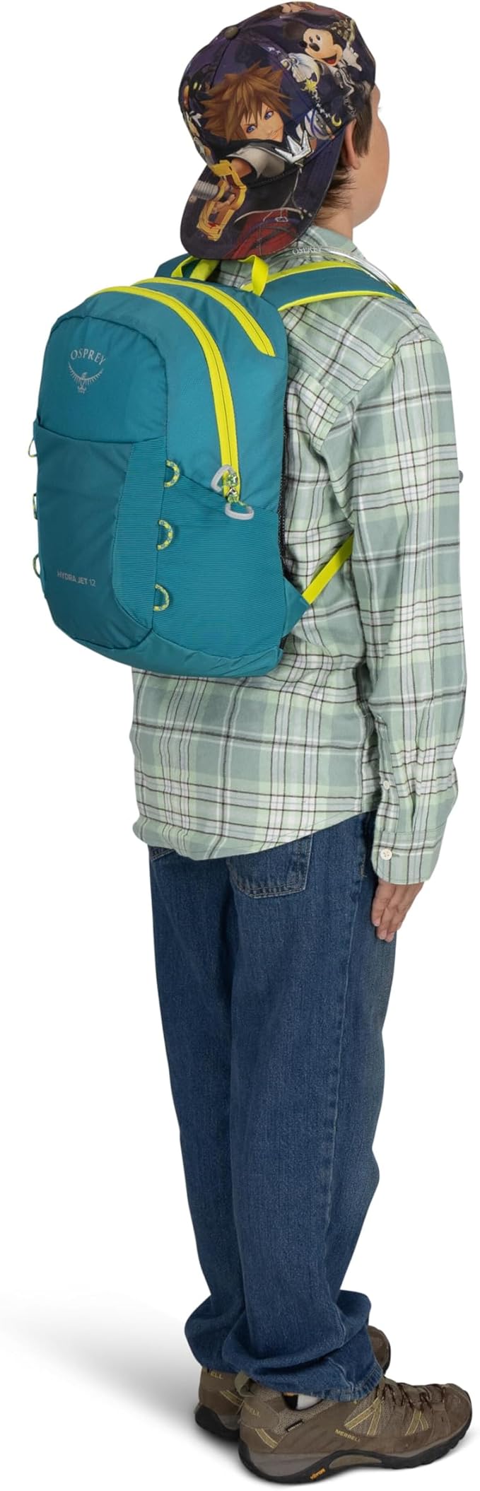 Osprey HydraJet 12L Kids' Hiking Backpack with Hydraulics Reservoir, Blue Spikemoss