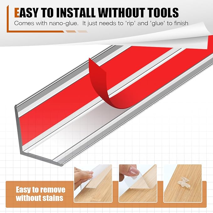 4 Pack Wall Corner Protector 31.5'', Self Adhesive Corner Protectors for Walls, Easy to Install Edge Guard Strip for Furniture Cabinet Shelf Drywall Baseboard Desk, 31.5in x 1.18in, Clear