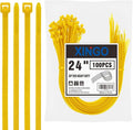 XINGO 24 inch Yellow Zip Ties Heavy Duty (100 Pack), 60lb Tensile Strength, UV Resistant Cable Ties for indoor and outdoor use