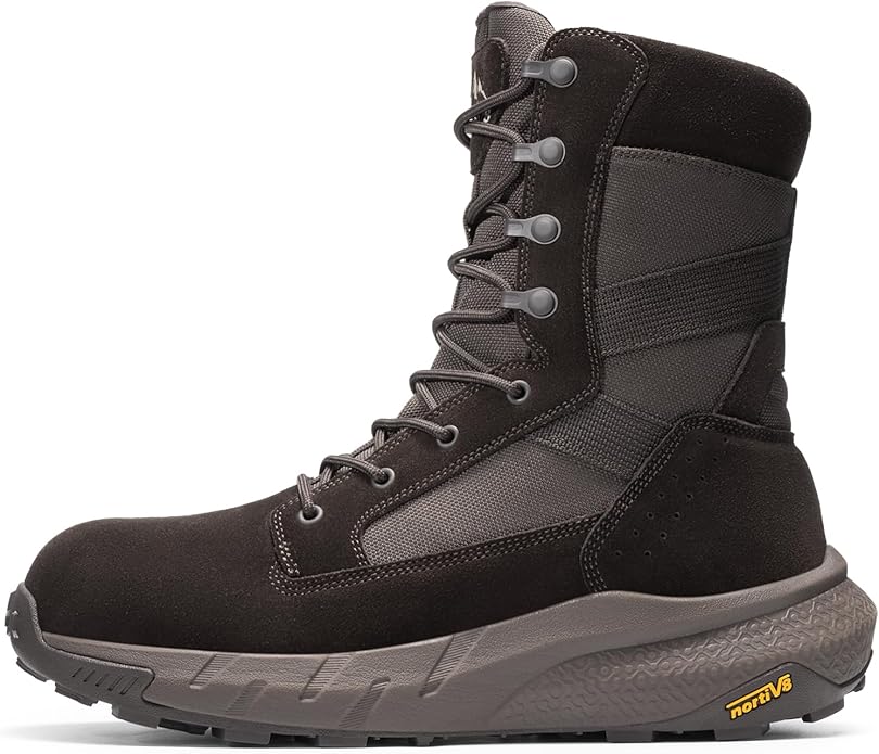 NORTIV 8 Men's 8" Composite Toe Work Boots, Lightweight Side Zipper ASTM F2412-24 & ASTM F2913-24 Safety Military Boots for All-Day Comfort, Peakforce-Nano