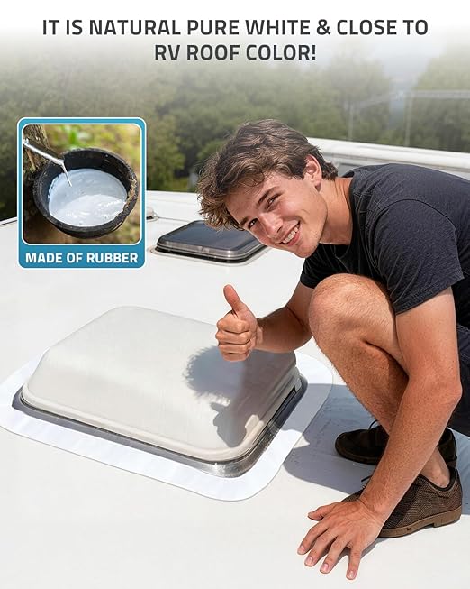PAULINN RV Camper Roofing Repair Sealant Tape, 2 Inch X 50 Foot Natural White Trailer Roof Rubber Sealing Tape, UV & Weatherproof Roof Seal Tape for RV Camper Trailer Boat Sealing Leak Repair