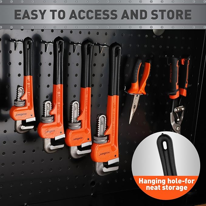 HORUSDY 14-Inch Heavy Duty Straight Pipe Wrench, Quick-Adjust Sturdy Plumbers Wrench with Soft Grip Handle, Straight Jaw Plumbing Tool for Pipe, Household Use, Vehicle Repair