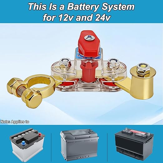 Car Battery Power Cut-Off Switch Breaker, Transparent Pure Copper Stable Transmission 12v-24v Adjustable High Conductivity Disconnect Switch Smart Car Switch for Boat Rv Car Truck SuppliesSupplies