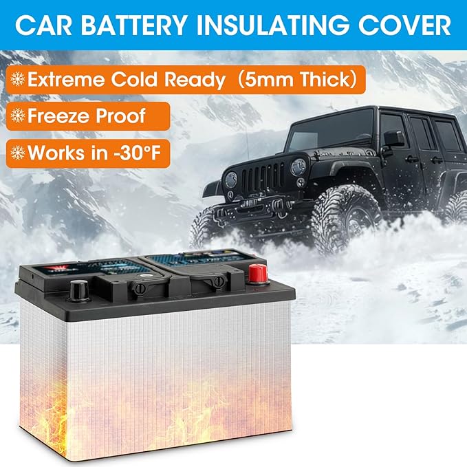 Car Battery Blanket, Battery Wrap, Self-Adhesive Battery Insulation Cover for RV, Vehicle, Truck Batteries for Cold Weather Preserve Against Radiant Heat, Acid Neutralisation, 40"x7"(5mm)