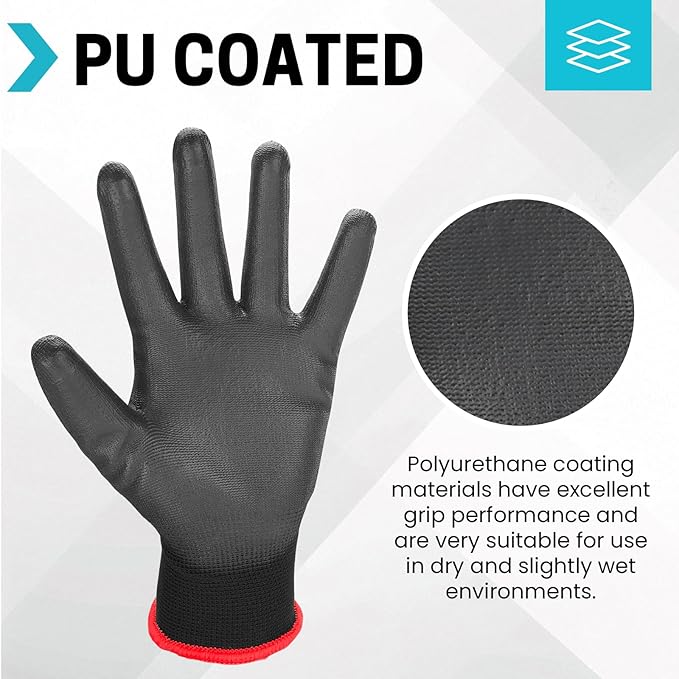 Safety Work Gloves-16/32 Pairs, Micro Foam Nitrile Coated Glove,Seamless Knit Nylon Gloves for Men Women（S-XL