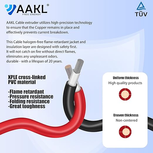 Solar Extension Cable 3Feet 10AWG (6mm²) Solar Panel Cable with Connectors PV Wire Male Female Connector Adapter Gauge Wire for PV System