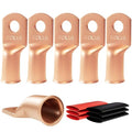 6pcs 2/0 Awg(00 Guage) - 3/8" (M10) Sanuke Wire Lugs Ring Terminal Connectors Ends Heavy Duty for Battery Cable Lug Wire Electrical Eyelets with 3:1 Dual Wall Adhesive Heat Shrink