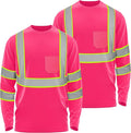W&H Hi Vis Safety Long Sleeve Shirts Reflective High Visibility Birdeyes Class 3 Shirts,Construction Work