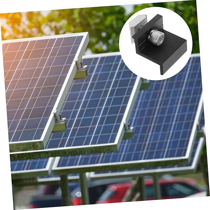 POPETPOP 4pcs Solar Panel Brackets Aluminum Alloy Mounting Clips Middle Clamp End Clamp Solar Mounting Kit for Systems