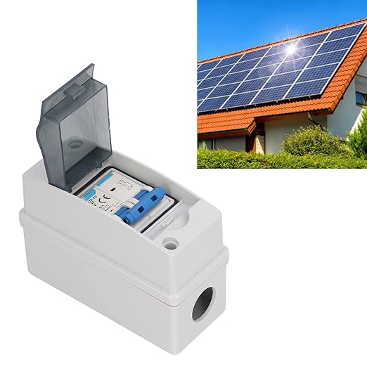 PV DC Disconnect Switch 63A 1000V IP65 Solar Isolator Switch with Transparent Cover DC Circuit Breaker for Solar System Household RV Outdoor Use