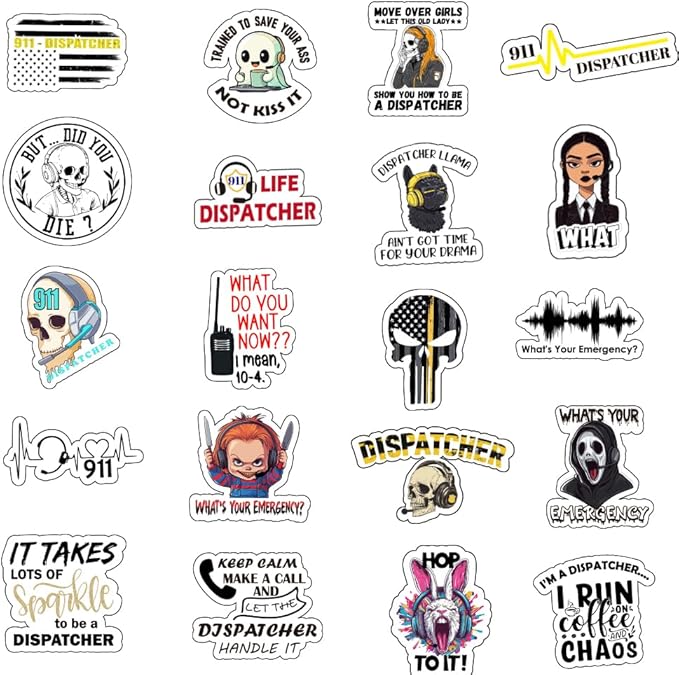 1step2dream Funny 911 Sticker for Dispatcher, Cute and Humor Emergency Decals for Women, Gift for 911 Dispatcher | for Decorating Phone Laptop Water Bottle