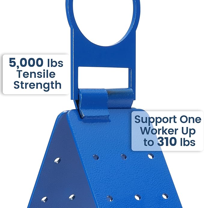 Blue Roof Anchor Bracket, Fall Arrest System – Connects to Wood Surfaces with Roofing Harness Safety Kit, ANSI OSHA Compliant, Durable Steel Adjustable Connector (Blue-Anchor)