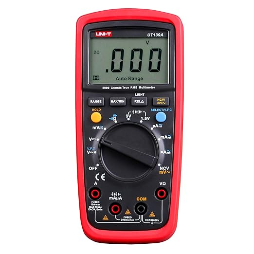 UNI-T Multimeter Kit UT139A, Digital Voltmeter Ohm Meter True RMS Auto/Manual Range 2000 Counts