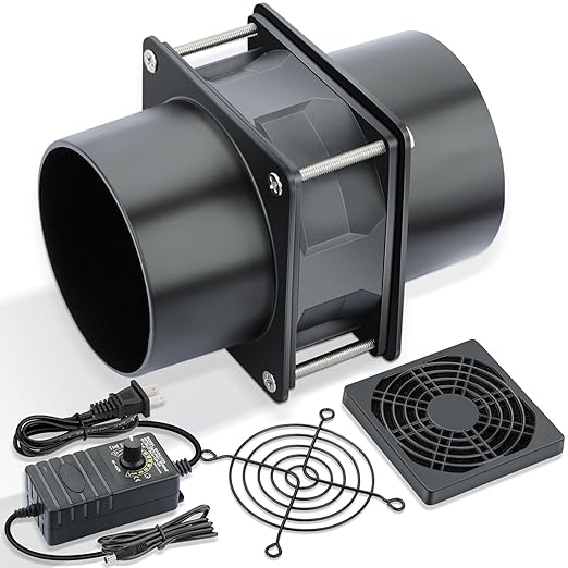 Wathai 80mm Small 12V DC Axial Exhaust Fan with AC Adapter, 3 Inch Duct Fan for Fume Extractor, Soldering Smoke, 3D Printer Enclosure, Laser Engraver Dual Ball High Airflow
