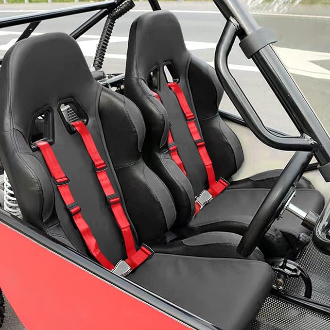 Yakitoko Universal 4 point Safety Harness Set 2" Fits Go Kart,UTV,ATV,Racing Red