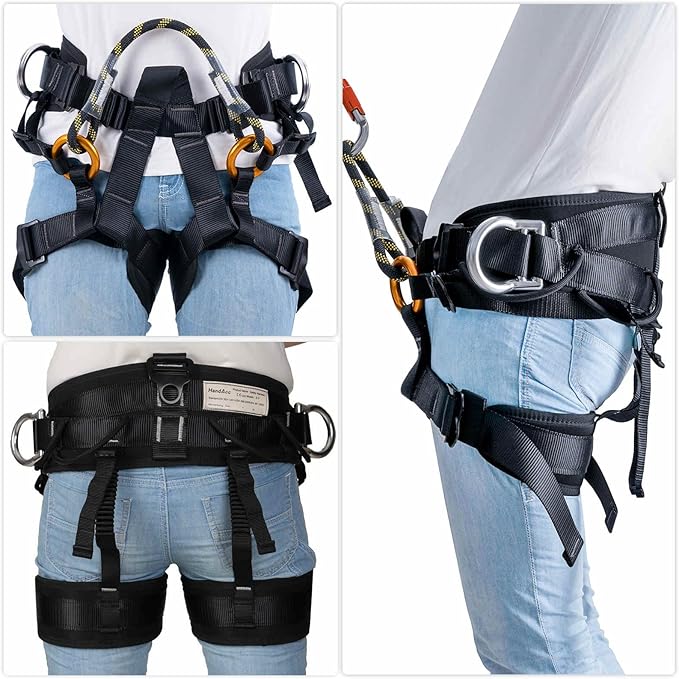 Climbing belts, Thicken Professional Large Size Safety Seat Belts for Tree Climbing, Rescuing Work, Rappelling and Other Outdoor Adventure Activities