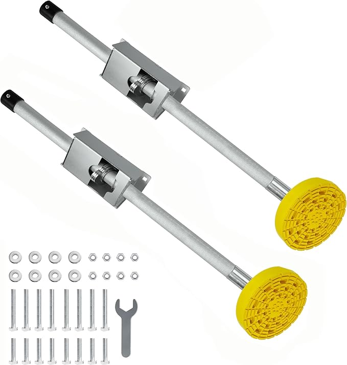 Ladder Stabilizer,Ladder Leveler Pair with Anti-Slip Rubber Feet, Adjustable Extension Ladders Leg Ground Leveler, with Anti-Slip Pattern Steel Pole, Ladder Accessories (02C)