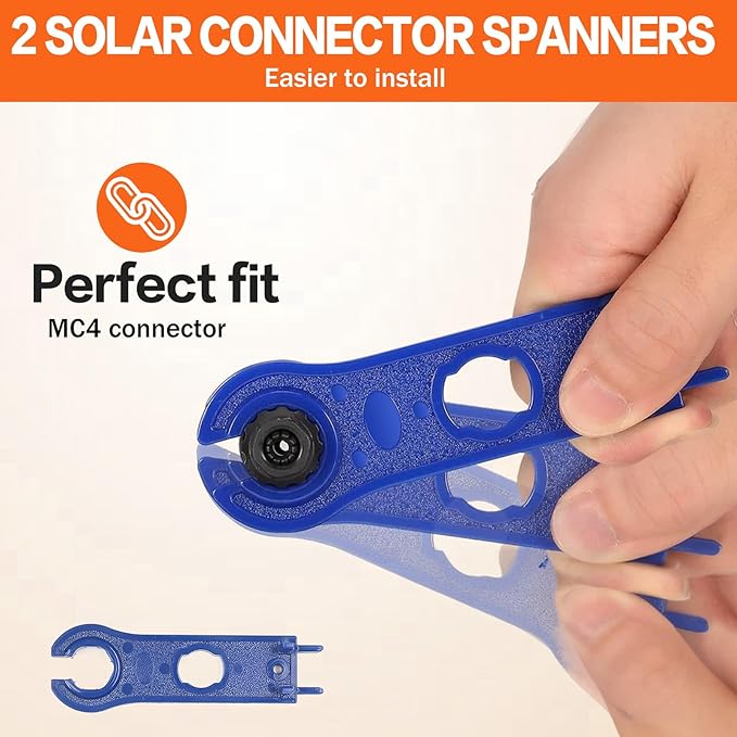 Solar Crimping Tool Kit for Panel Connectors - a Crimper, 10 Pairs of Solar Wire Connectors, 2 Pairs of Spanner Wrench for Solar Cable