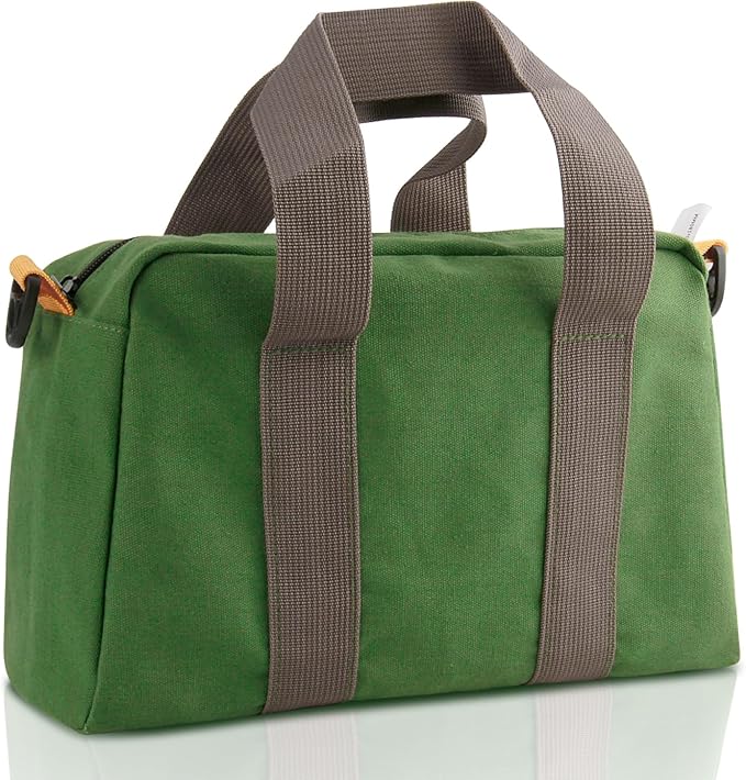 Small Tool Bag, Canvas Tool Storage Bag, Large Capacity Multipurpose Zipper Soft Tote Organizer Pouch for Electrician, Plumbing, Gardening,Tools Bags for Men (Green, 13 Inch)