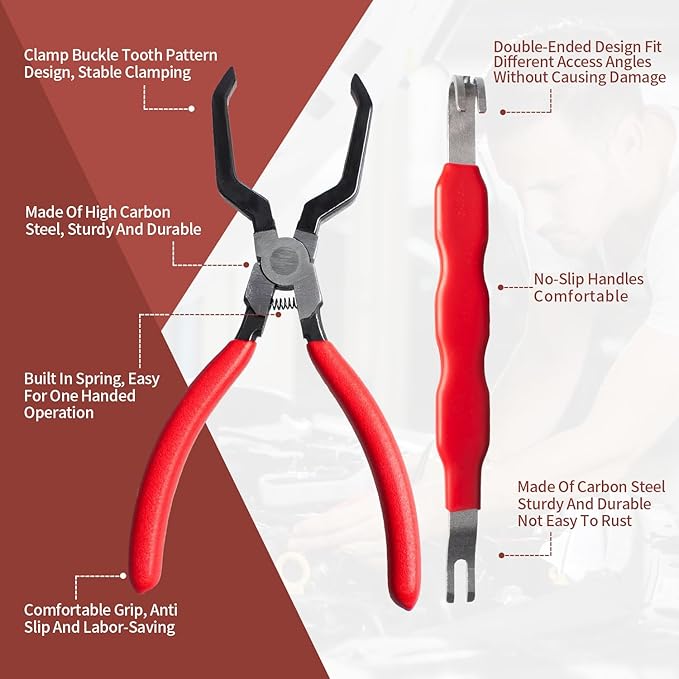 2 Pieces Electrical Disconnect Pliers for Cars, Automotive Electrical Plug Connector Disconnect Tool and Connector Separator and Hose Clamp Pliers