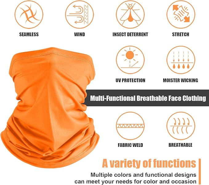 Geyoga 6 Pieces Summer UV Protection Cooling Neck Gaiter Face Clothing Neck Gaiter Mask Scarf Sunscreen Breathable Bandana