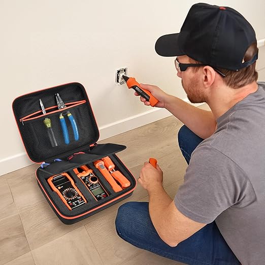 Case Compatible with Klein Multimeter MM325 MM300(69149P) Multi Meter Testers, Storage Carrying Organizer for Electrical Test Kit Voltage/Outlet Tester, Wire Stripper, Leads & Batteries (Box Only) (L)