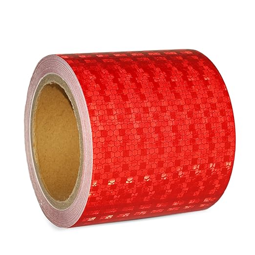 Reflective Tape, Waterproof Self Adhesive Dot Reflective Tape Outdoor Safety Caution Reflector for Trailers, Bikes, Cars（Red, 6 Inch x 32.8 Feet）