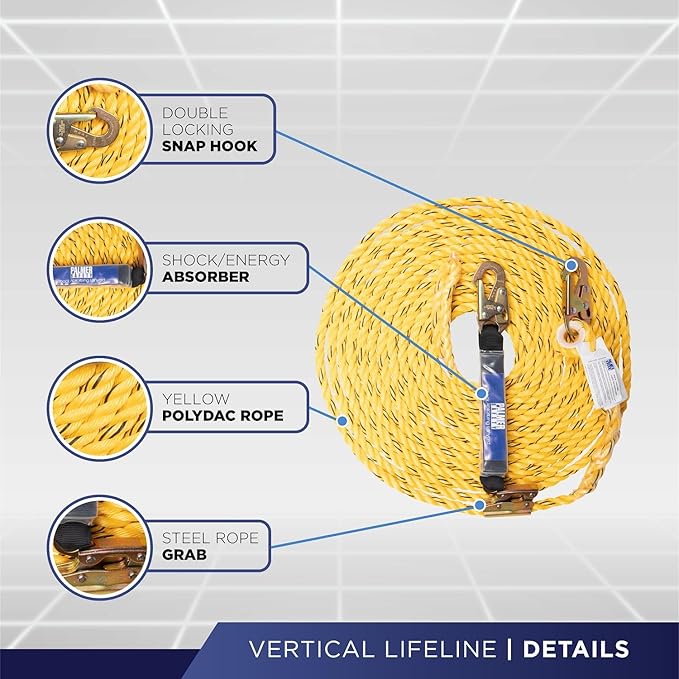 ATERET V5501 Roofing Bucket I 50 ft. Vertical Lifeline Assembly, Reusable Anchor, 5 Gallon Bucket, Safety Harness Kit