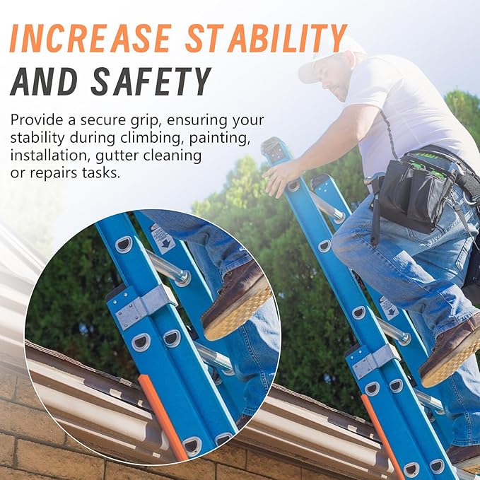 Ladder Stabilizer for Gutters & Roof, Ladder Guard Ladder Safety Covers Fits Extension Ladders with 1” Wide Offset “T”, Anti-Slip Scratch Protection Ladder Bumper Ladder Corner Protector