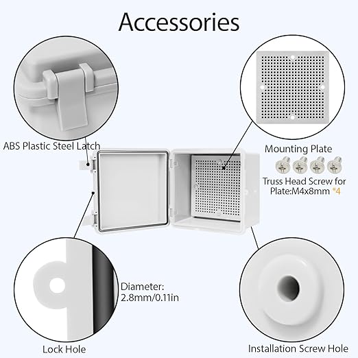 Junction Box, ABS Plastic IP65 Waterproof Dustproof Universal Electrical Enclosure Hinged Shell Outdoor and Indoor Usage Project Box, 5.9"x 5.9"x 3.5"(150x150x90mm), 2 Pack