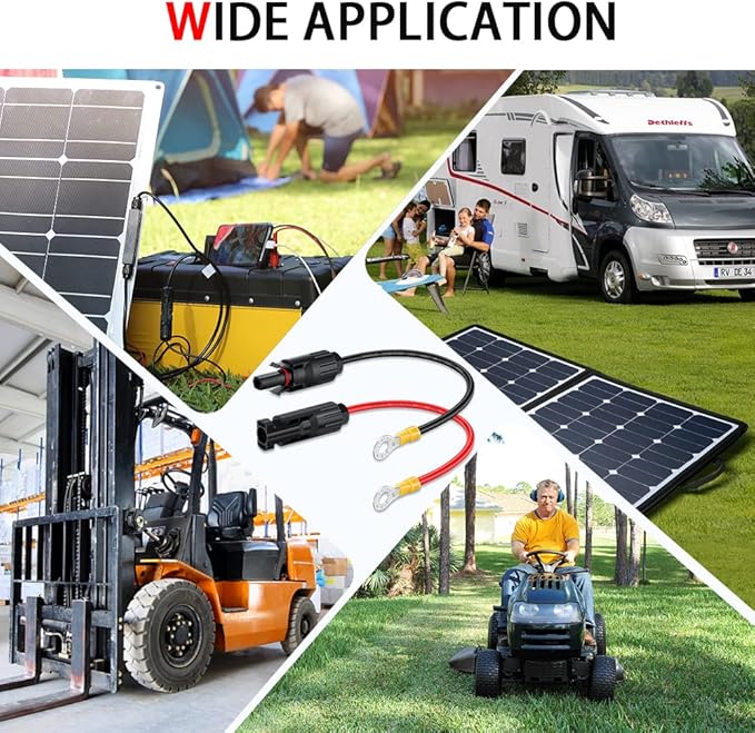 ELECTOP 10AWG Solar Panel Connector Cable, Solar Connecter to O Ring Solar Panel Adaptor Cable with Male and Female Connector for Solar Generator Inverter Battery Pack Charger