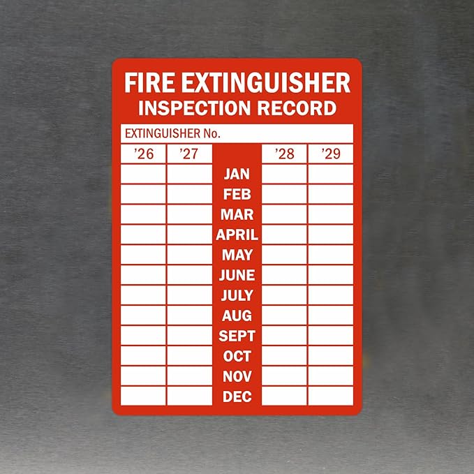 SmartSign “Fire Extinguisher Inspection Record” Pack of 5 Labels | 3.5" x 5" Laminated Vinyl Sticker, Made in USA