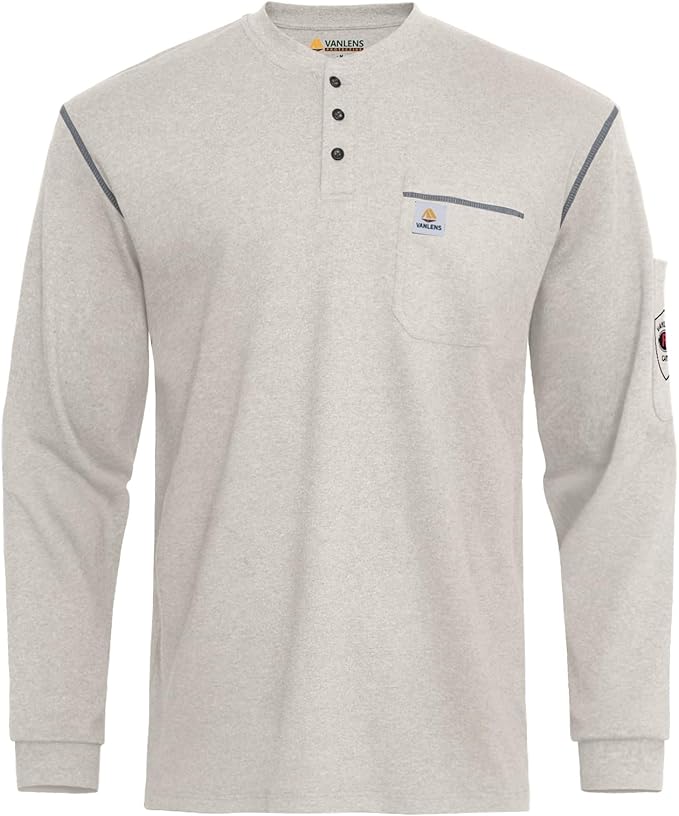 FR Shirts for Men CAT2/HRC2 Flame Resistant Shirts 6.5oz Light Weight Long Sleeve Fire Retardant Shirts