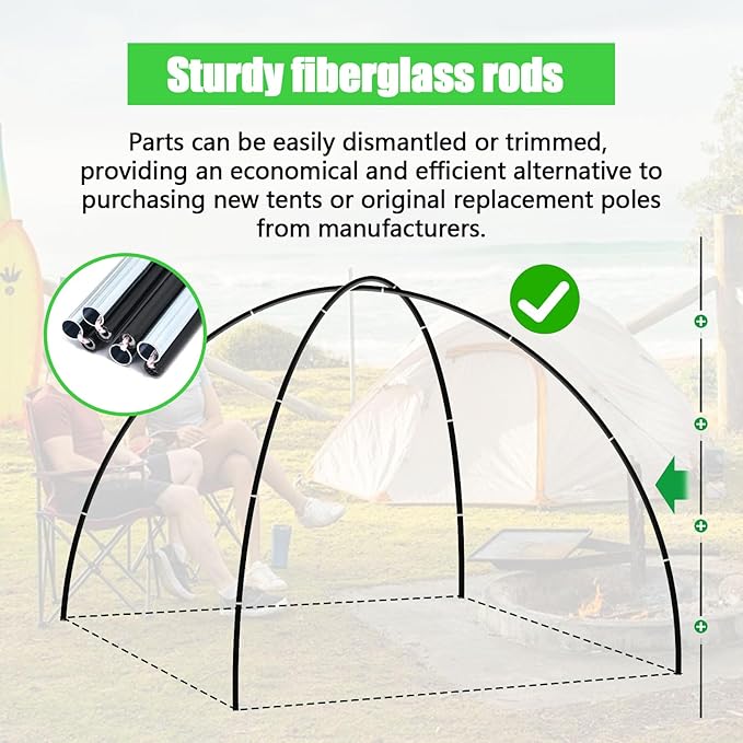 Fiberglass Tent Pole,Kids Tent Replacement Poles for Kids,8mm Tent Poles Replacement; Tent Pole Repair Kit;Beach Tent Pole;Suitable for All Kinds of Indoor and Outdoor Camping Tent;2PCSX 13.1FT