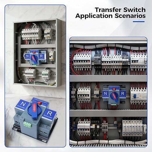 Automatic Transfer Switch 2P 63A 220V Generator Changeover Switch 50HZ/60HZ for Home, Office and Public Spaces