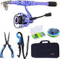 Sougayilang Fishing Rod and Reel Combos Carbon Fiber Telescopic Fishing Pole with Smooth Reel Combo Saltwater Freshwater Kit