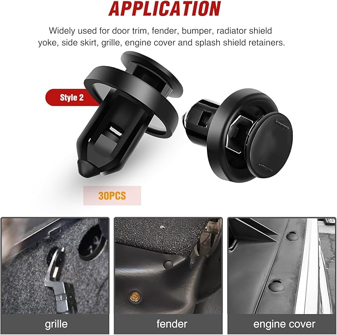 Nilight 131PCS Front Fender Push-Type Retainer Fender Push-Type Front Bumper - Nylon Compatible with Honda Acura Accord Civic Odyssey CR-V