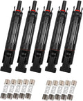 5 Pcs 10A Solar Fuse Holder Inline with Male and Female Connector for Solar Panel and Solar Controller, IP68 Waterproof Solar Fuse Connector with 10 Fuse