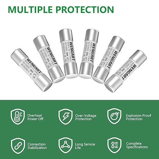 Wengart Solar Fuses WGPV-30,DC1000V 30Amp,10x38mm,I133kA,Fast Photovoltaic Fuses for Solar Photovoltaic Applications,10pcs