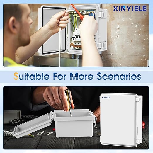 Waterproof Outdoor Project ABS Plastic Junction Box IP67 Weatherproof Dustproof Enclosure with Hinged Cover, Mounting Plate,Wall Brackets for Power Project (15.7"x11.8"x7.1")