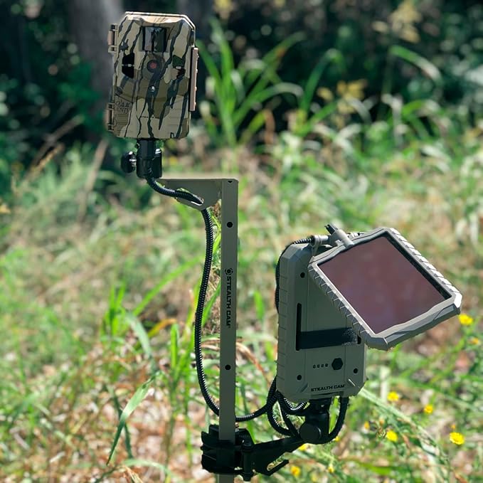 Stealth CAM Adjustable 29"-49" Expandable Height 1/4" Tripod Multi-Pivot Stable Rugged Steel Hunting Trail Camera & Solar Pak Battery Mounting Post